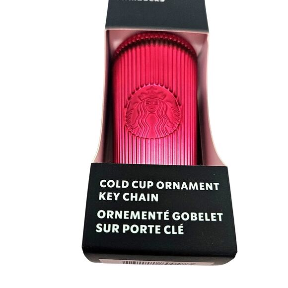 Starbucks 2024 Pleated Pink Ombre Gradient Tumbler Cold Cup Ornament Keychain - Picture 4 of 4